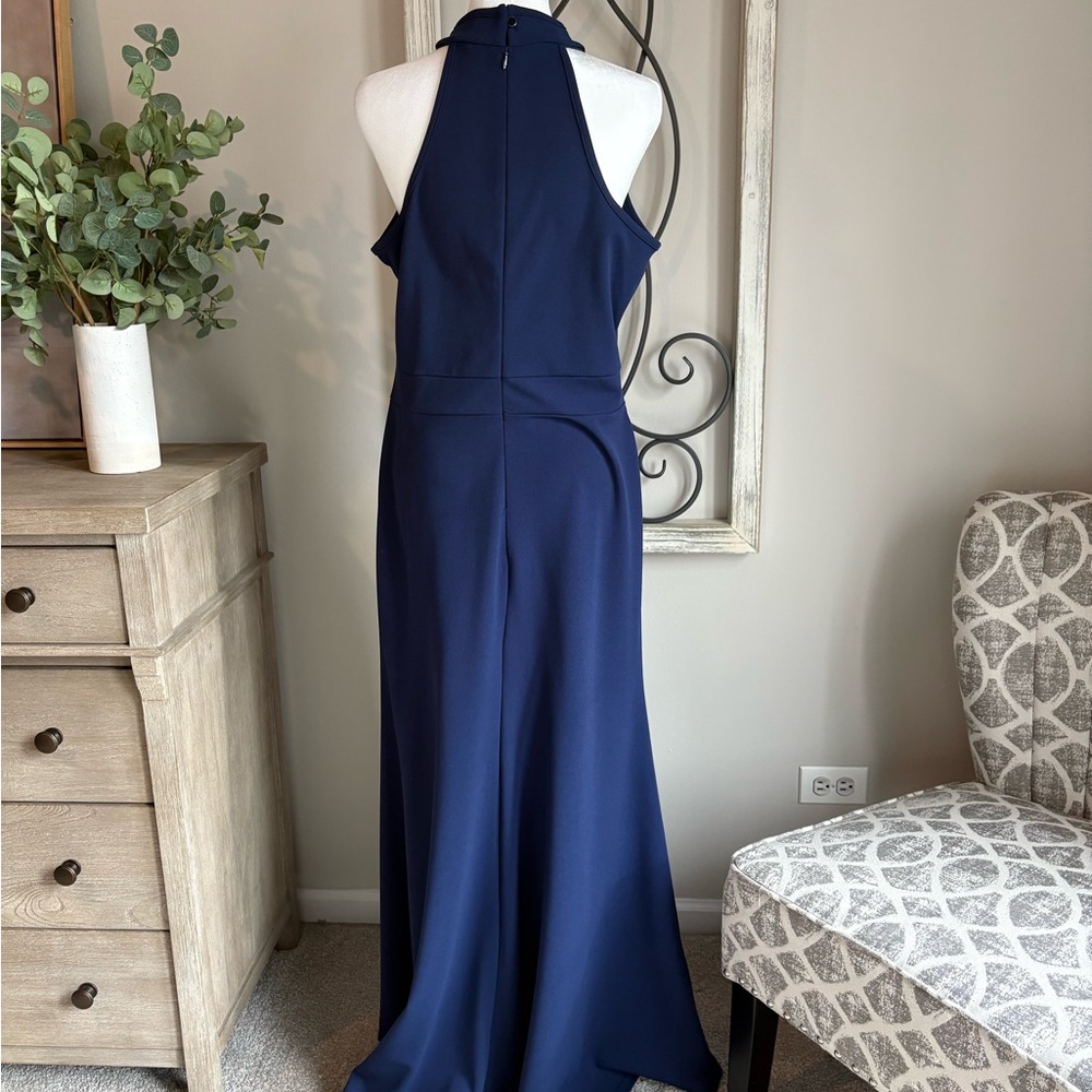 Chic Asymmetrical Navy Dress - Picture 2 of 6